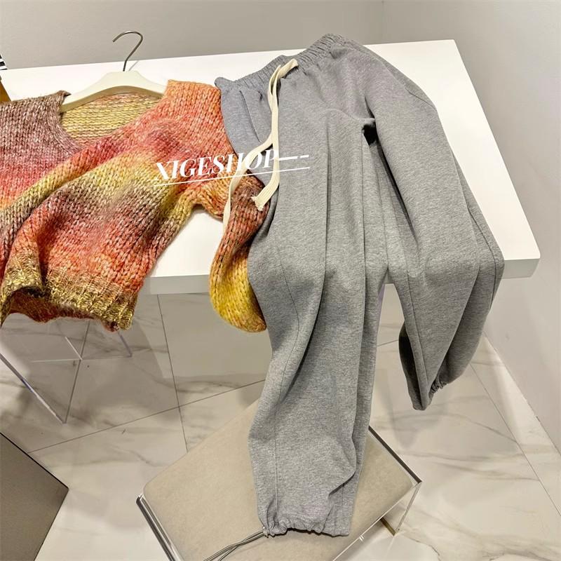 Extra Large 300 Catty Elastic Waist Wide-Leg Drawstring Pants for Spring/Autumn - Versatile Leisure Sportswear