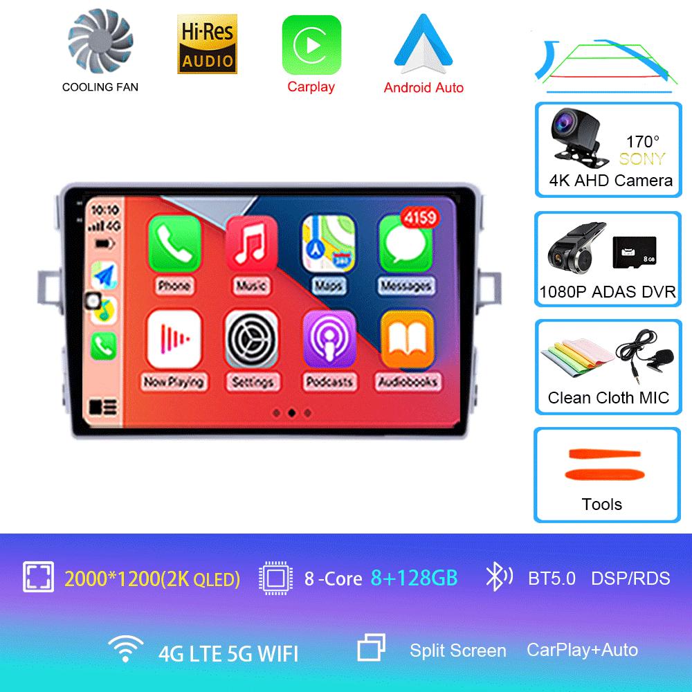 Автомагнитола Android 14 Carplay Auto Для Toyota Verso R20 2009 2010 - 2018 GPS Навигация DSP Головное устройство BT Видеоплеер 2Din Стерео