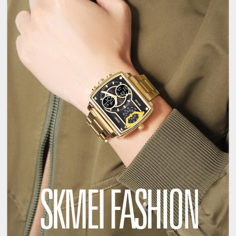Skmei Многофункциональные светящиеся водонепроницаемые крутые цифровые часы для мужчин Мужские электронные кварцевые часы Креативные наручные часы с двойным дисплеем