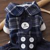 Штаны для четвероногих собак Осень/Зима Клетчатое пальто для четвероногих питомцев с пуговицами Двухслойные вельветовые штаны Пальто из хлопка для маленьких собак