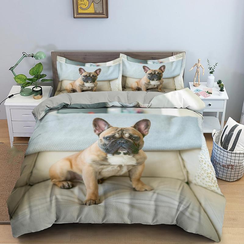 French Bulldog Duvet Cover Twin Queen Cute Puppy Dog Comforter Cover Cartoon Pet Animal Print Bedding Set For Boys Girls Bedroom