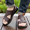 Мужские коричневые сандалии двойного назначения в британском стиле для дома, поездок на работу, прохладного лета, кемпинга, пляжа, нескользящие, для мужчин