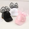 Mesh Breathable Kids Sun Hat Big Bowknot Children Peaked Caps Cute Girls Baseball Cap