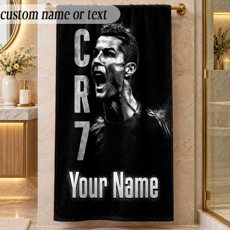 Beach TowelCristiano Ronaldo Custom Name Text Personalized Soft Towel for Beach Pool Indoor Home Decor Gift