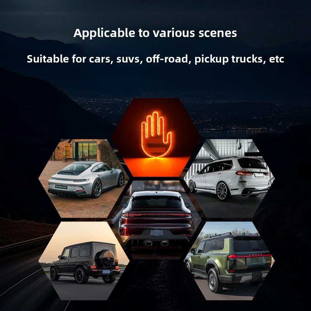 Car LED Finger Gesture Light for Rear Window LED Fun Interactive Gestures Palm Light Decoration