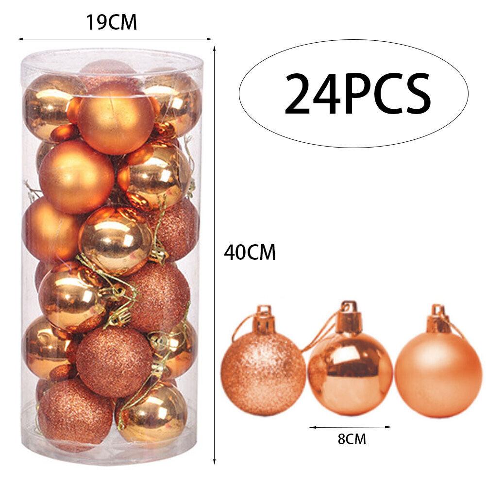 8 СМ 24 ШТ. Рождественские Подвесные Шаровые Украшения Небьющиеся Рождественские Елочные Украшения Комплект Рождественские Украшения Шары для Праздника Свадьбы Декор