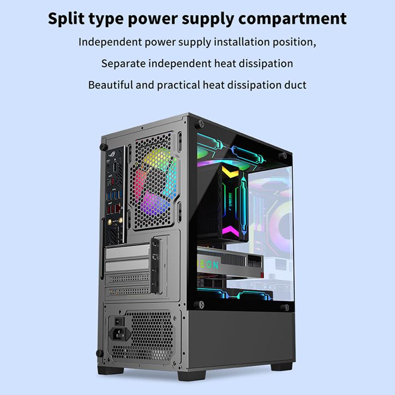 Прозрачный корпус настольного ПК, компьютерная башня для материнской платы M-Atx Itx, вентиляторы 240 мм, жесткий диск 3,5 дюйма, удлиненное основание, держатель SSD 2,5 мм