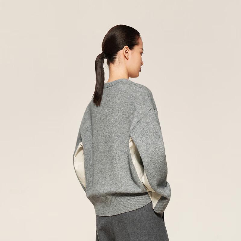 LESS Women's Round Neck Sheep Wool Cashmere Blend Pullover Sweater