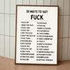 30 способов сказать Fvck Печать плаката Черно-кремовая настенная живопись Печать картин Спальня Дом Гостиная Украшения