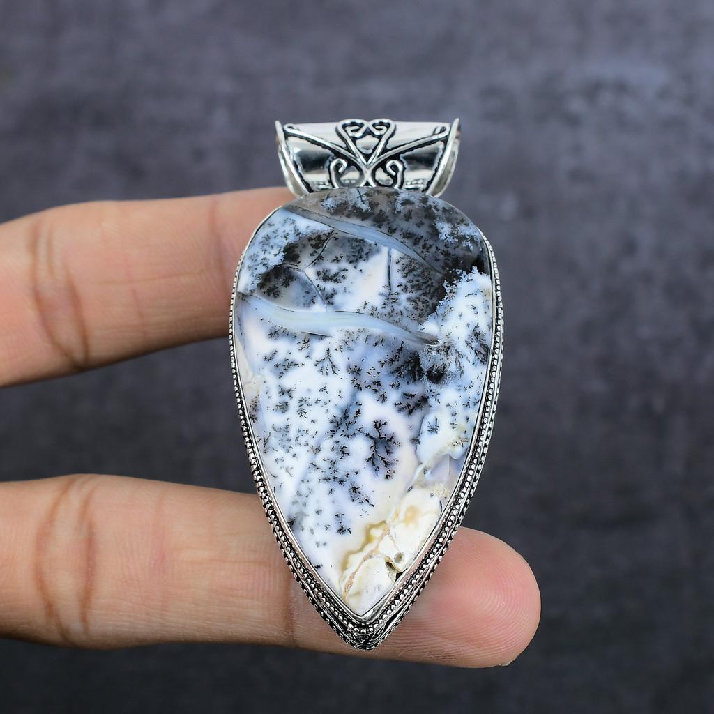 Подвеска из натурального опала с дендритом из стерлингового серебра 925 пробы 2,76 дюйма a3m35