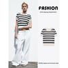 Za2025 Summer New Women Clothes Stripe Round Neck Short Sleeve Top 2142079 104 2142079 105