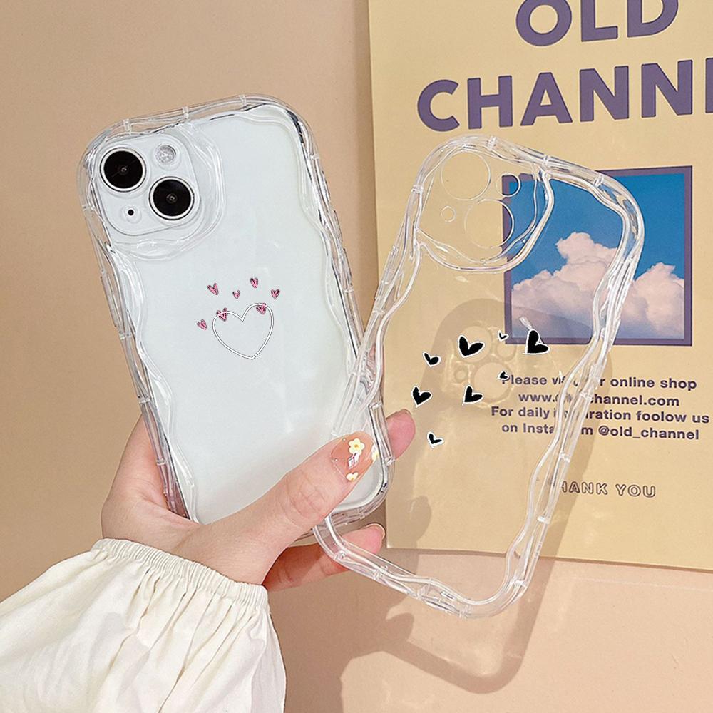 Мягкие волнистые чехлы для телефонов N83 Heart and Leaf art для Samsung A54 A34 A13 A14 S23 S24 Ultra Xiaomi Redmi Note 13 12C Realme Infinix, защитный бампер