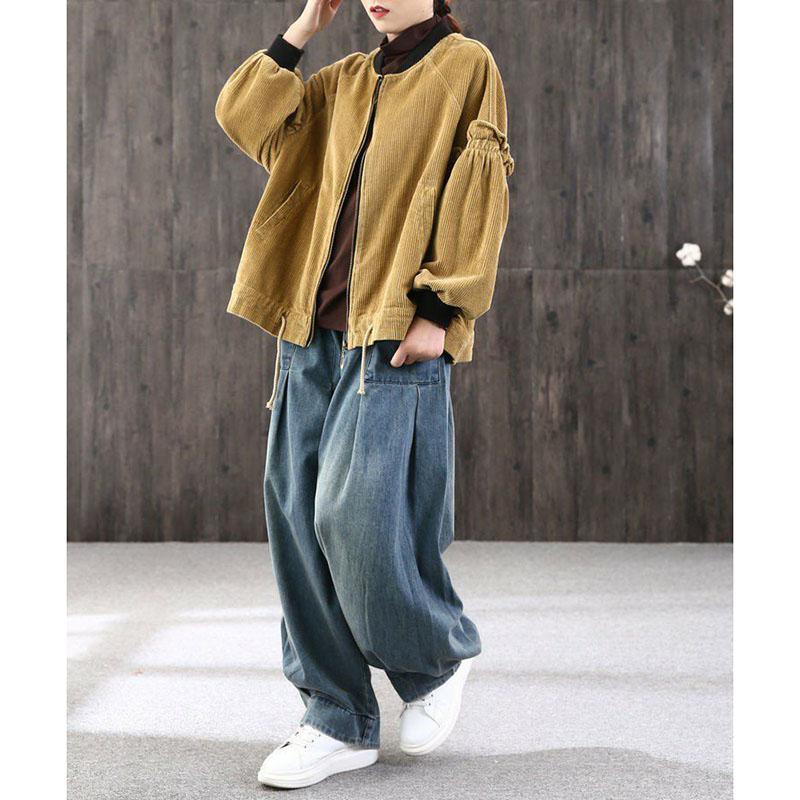 Loose Plus Size Haren Jeans for Women Elastic Waist Versatile Casual Carrot Pants Lantern Pants Trendy Style Spring and Autumn