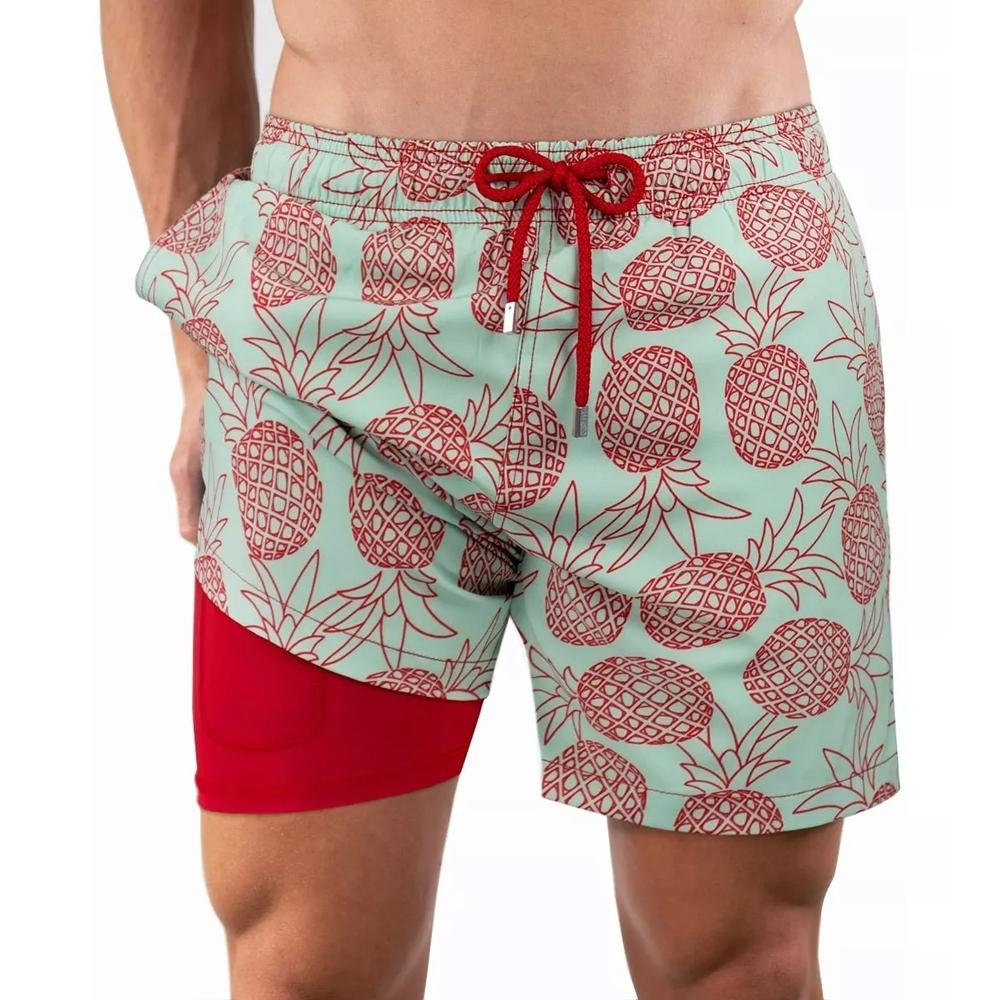 Гавайские мужские шорты больших размеров, купальные костюмы с карманами, быстросохнущие плавки на шнурке