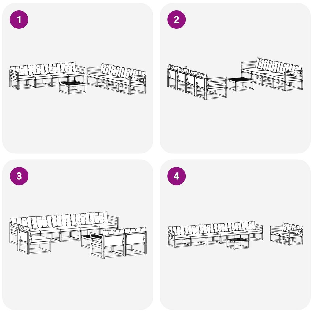Outdoor Sofa Set 9 pcs White and Black 79 x 79 x 37 cm