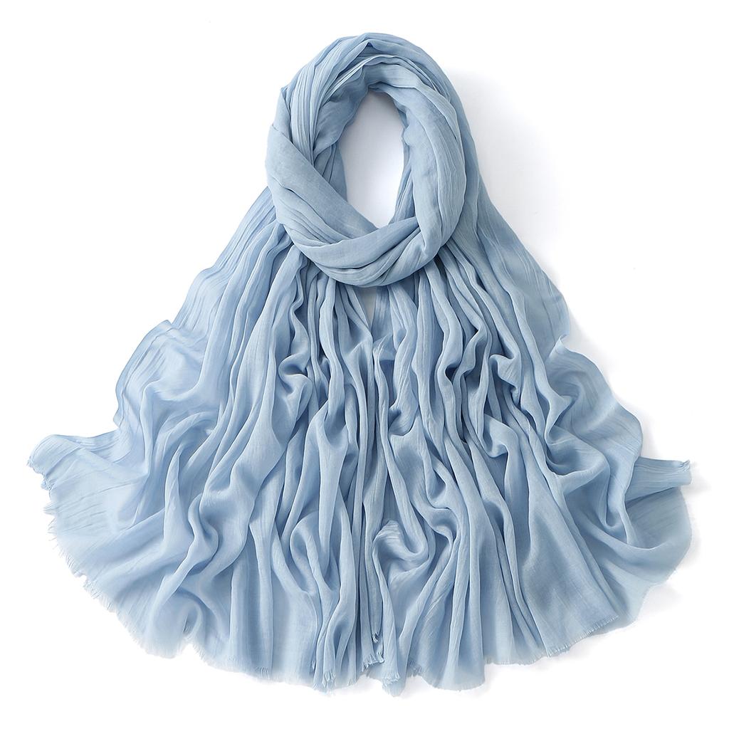 Muslim Cotton Rayon Hijab Solid Color Plain Scarf Women Soft Cotton Viscose Thin Voile Shawl Remove Edge Headscarf Turban