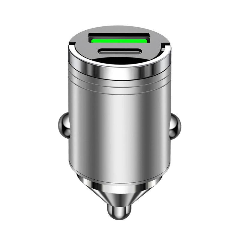 Супербыстрое автомобильное зарядное устройство PD со скрытым гнездом, металлический корпус, 100 Вт.