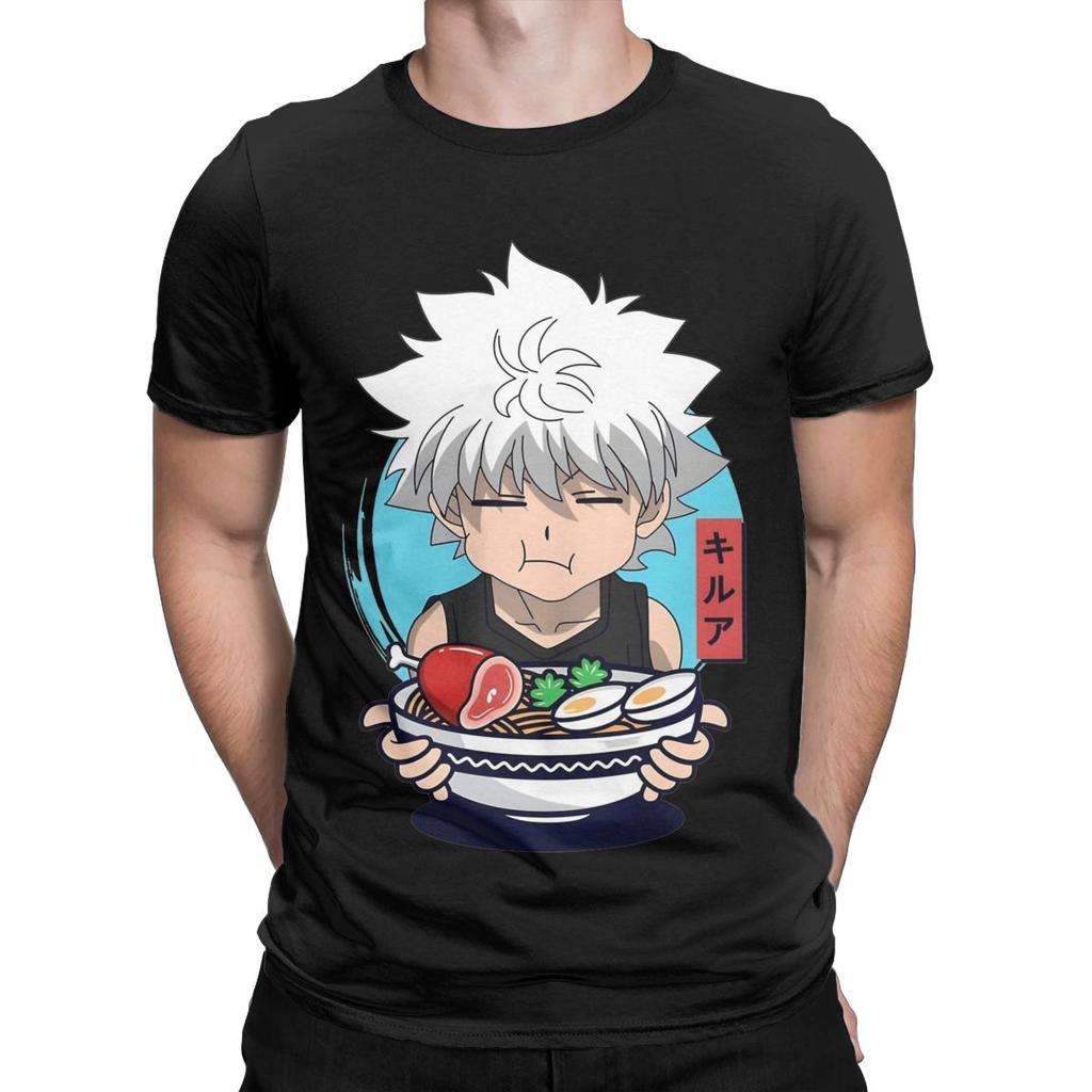 Новинка Killua Zoldyck Аниме HXH Футболки для мужчин O-образный вырез Чистый хлопок Футболка с коротким рукавом Футболка с принтом Одежда
