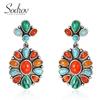 Роскошные ювелирные изделия SODROV, винтажные женские серьги с ониксом и бирюзой, смешанными камнями