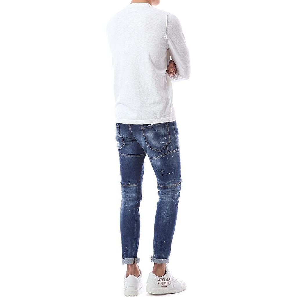 STONE ISLAND Свободный крой, круглый вырез, нашивка, длинный рукав, свитер-футболка, мужской топ, белый 8015502B0-V0001