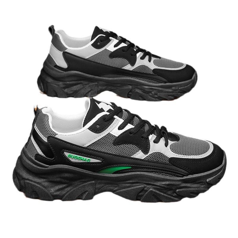 Весенняя мужская обувь, новые дышащие сетчатые туфли, мужские кроссовки в корейском стиле, универсальные, на толстой подошве, повседневная обувь для папы, мужские