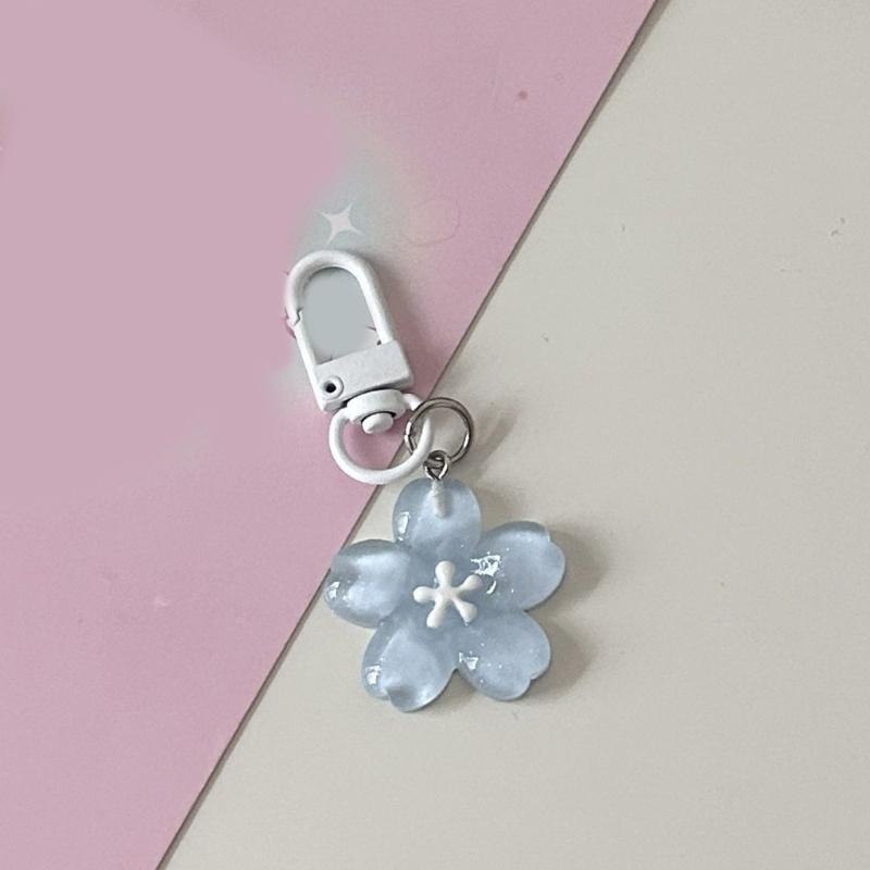 Stylish Flower Pattern Resin Keychain Pendant With Versatile Attachment Loop Perfect For Keychains Or Bag Charm