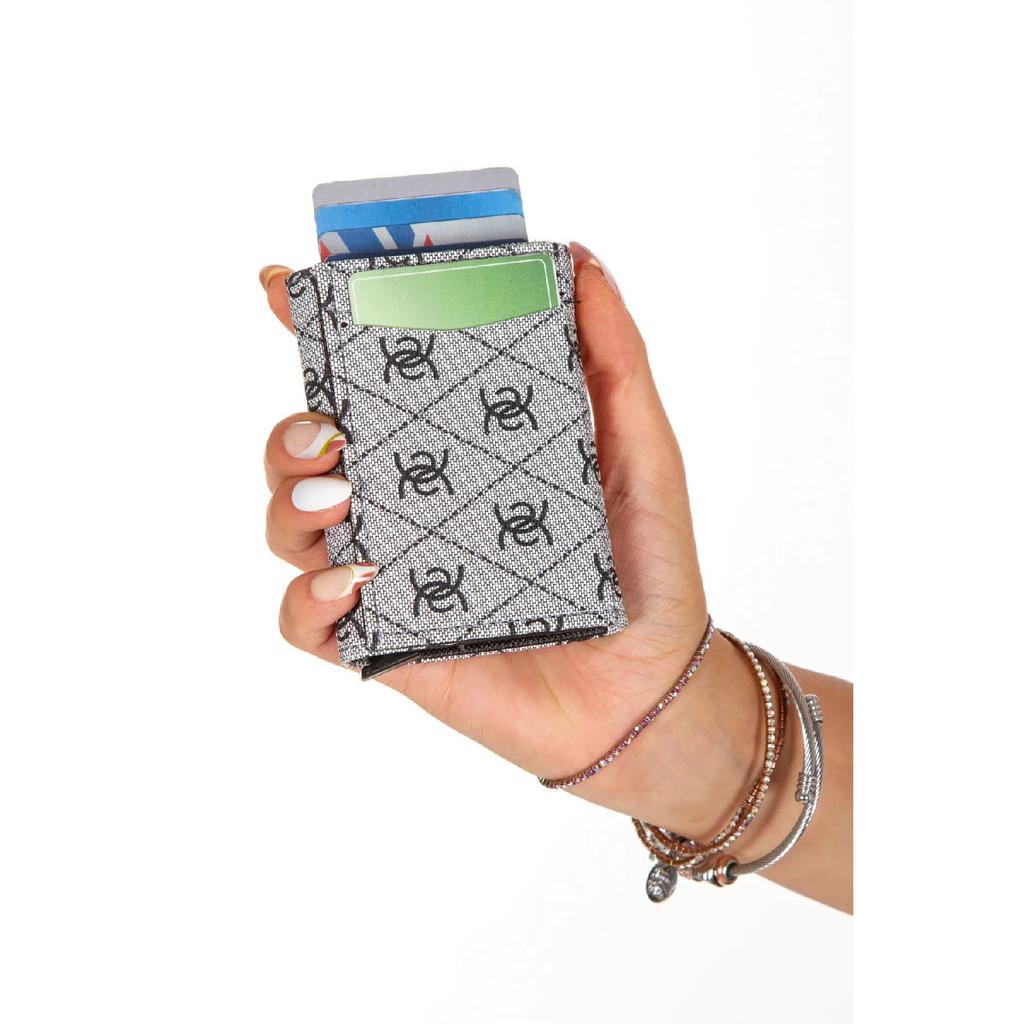 Сиреневый кожаный кошелек с Rfid-защитным алюминиевым механизмом, автоматическим держателем для карт и отделением для бумажных денег