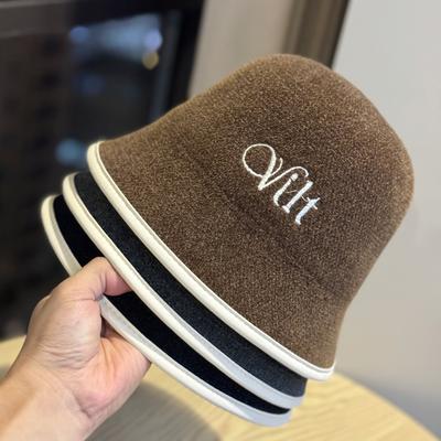 Буквенная вязаная шапка для женщин Осень и зима Модная универсальная шляпа-рыбак для мужчин Путешествия без макияжа Закрывающая лицо Панама Трендовая