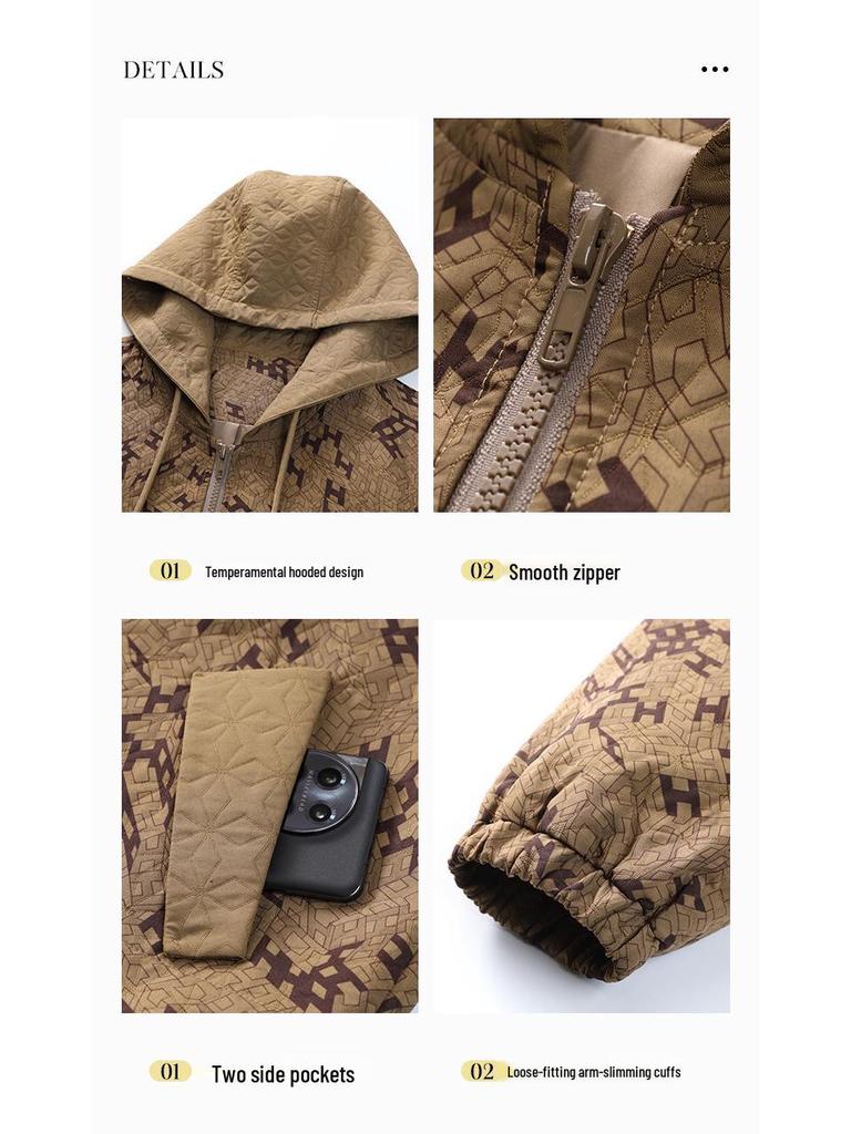 Plus Size Loose Print Hooded Sweatshirt for Mature Middle-Aged Women 2025 Spring/Summer Collection