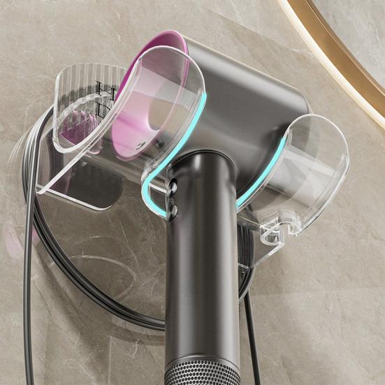 Держатель для фена Настенный монтаж Простая установка Компактный влагостойкий сверхмощный органайзер для хранения в ванной комнате