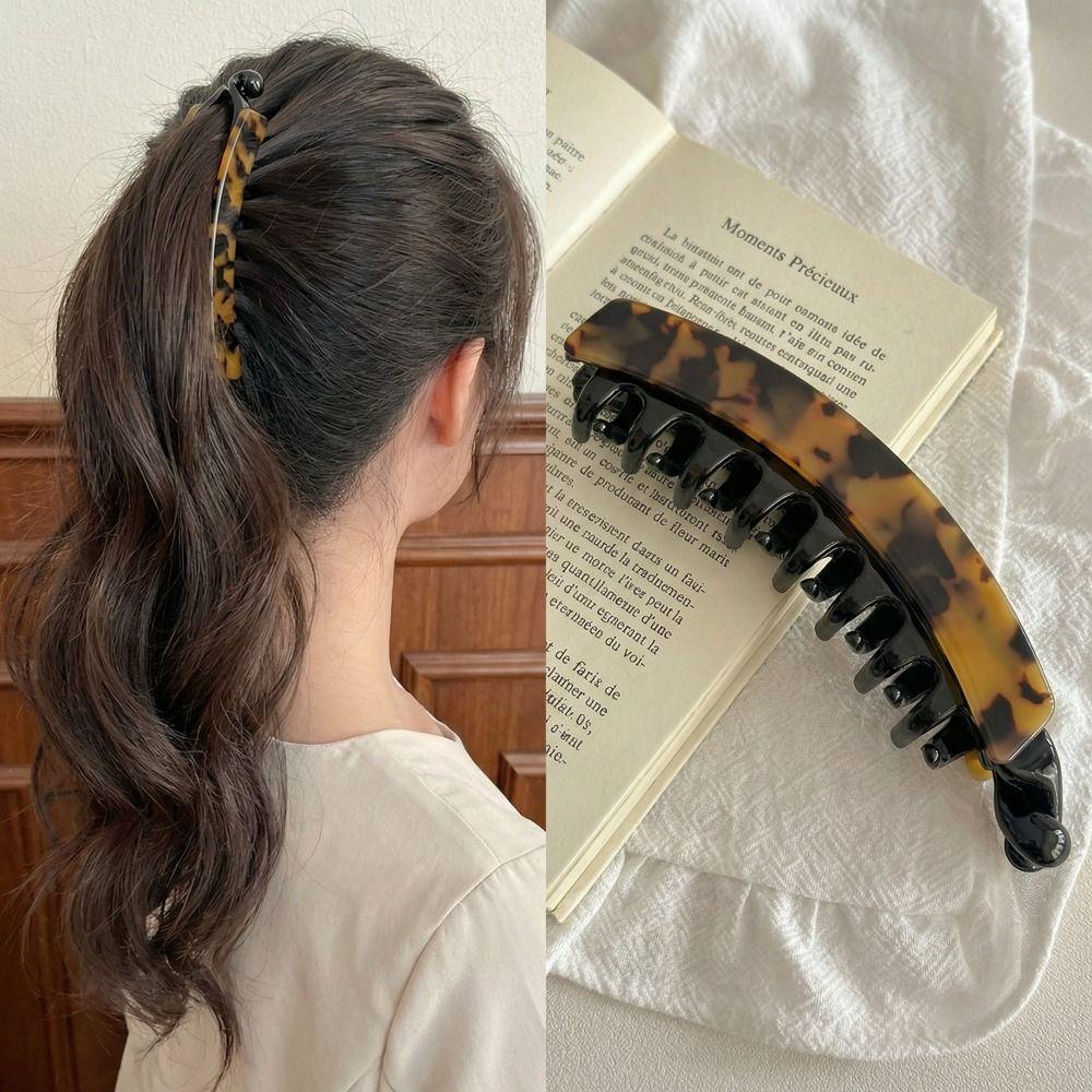 Geometric Acetate Banana Clip Acetic Acid Vertical Clip Leopard Print Hair Clip Female