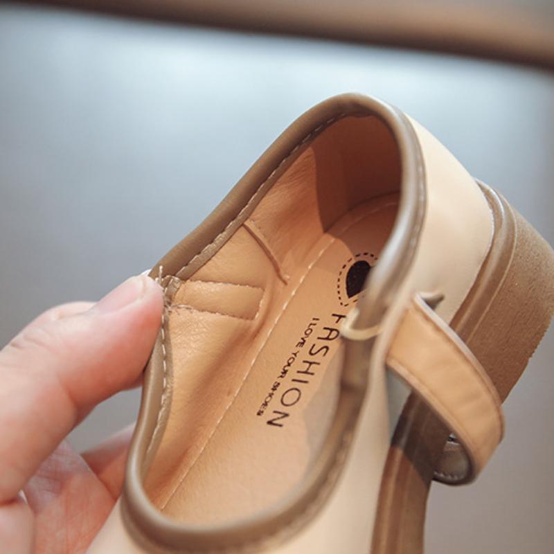 Туфли Мэри Джейн на весну и осень, мягкие нескользящие туфли для девочек, маленькие кожаные туфли
