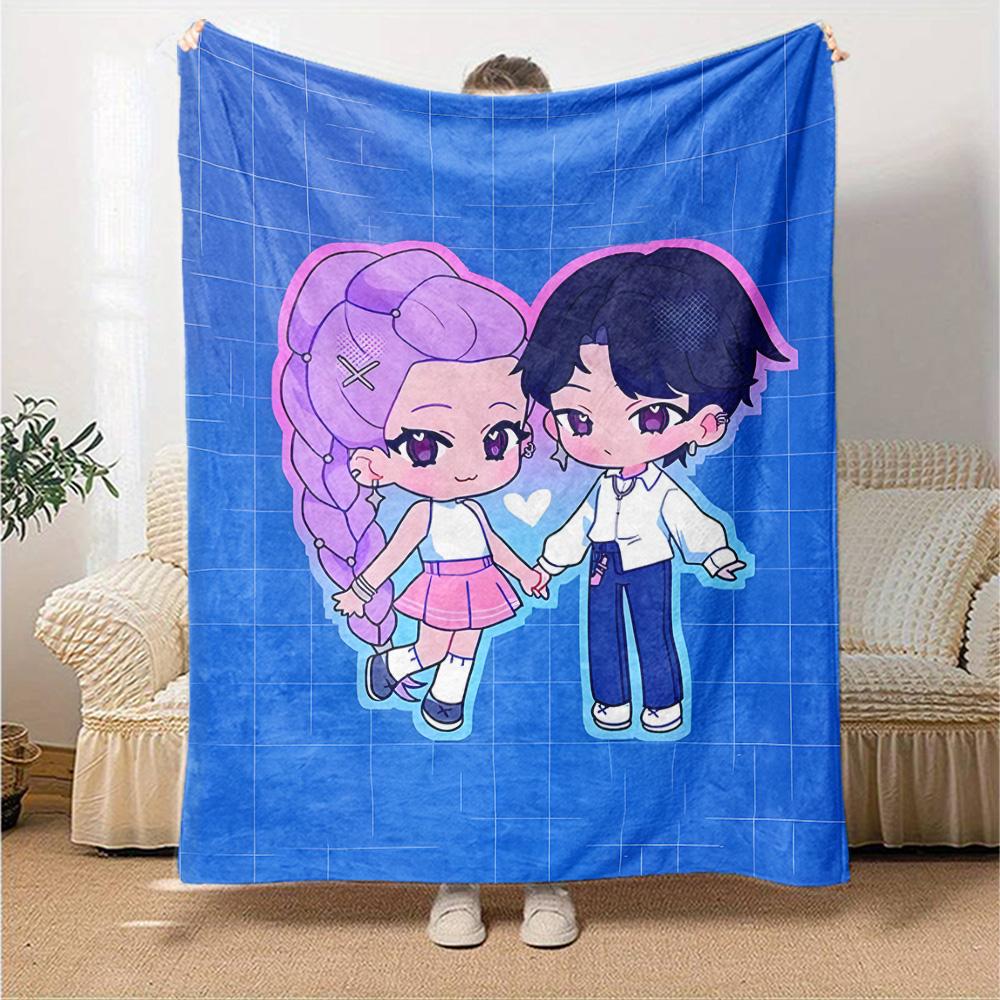 K‑pop Huntrix Blanket Soft & Cozy Great for Picnics Sofa Office Chair All-Season Use Playful Design Perfect Gift for Relatives and Friends