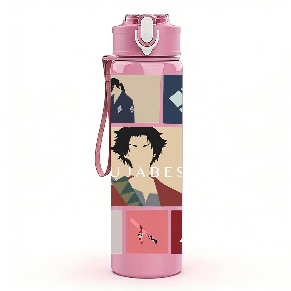1PC Retro Band Grid Collage Portrait Print 750ml Portable Sports Water Bottle Leakproof Gym Outdoor Travel Drink Cup