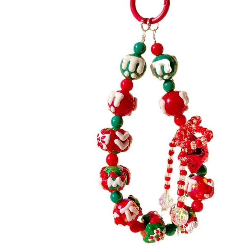 Christmas Bag Pendant Keychain Beaded Phone Lanyard Lovely Phone Charm Rope