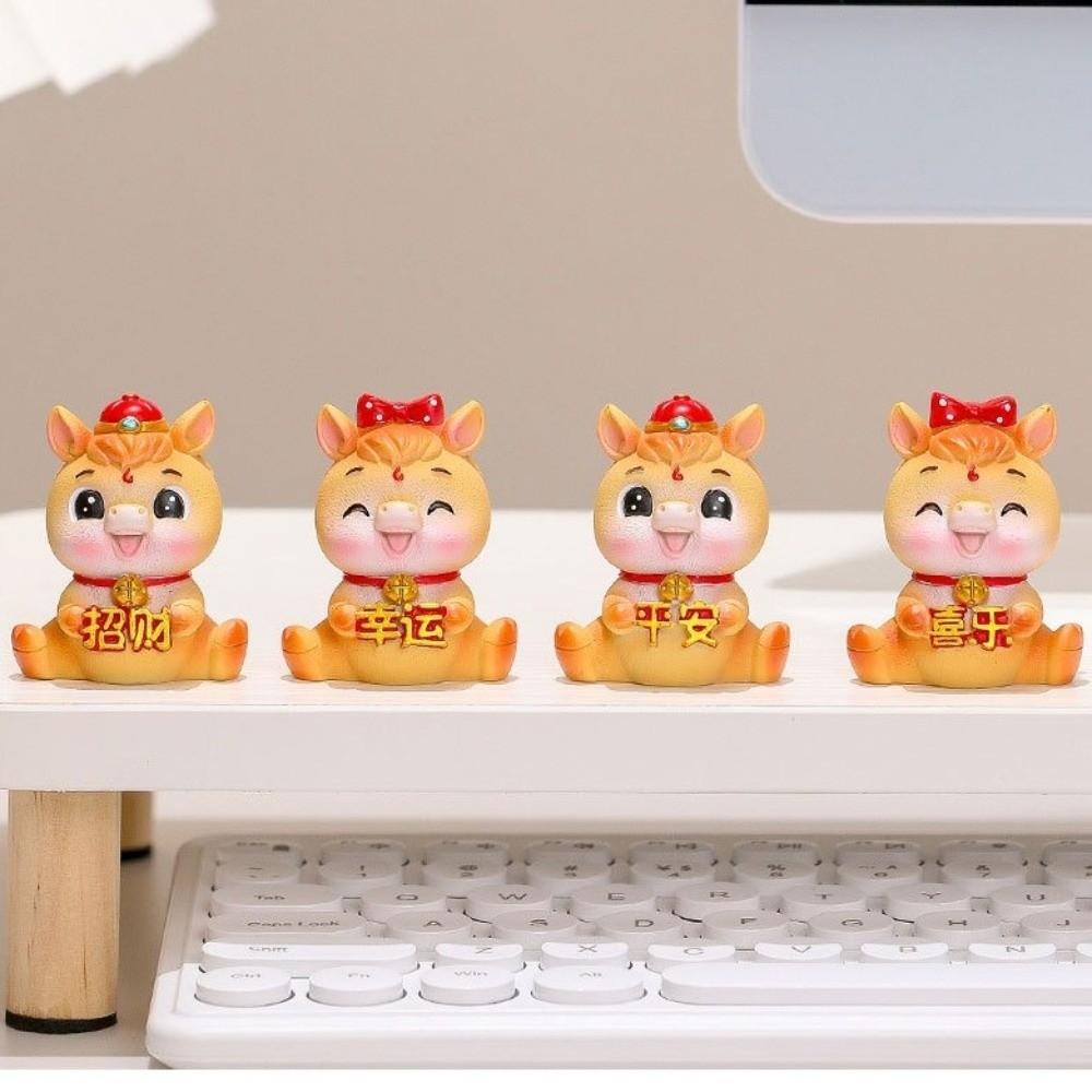 Lifelike 2026 Horse Year Figurines Resin Horse Statue Zodiac Horse Mascot New Year Gift