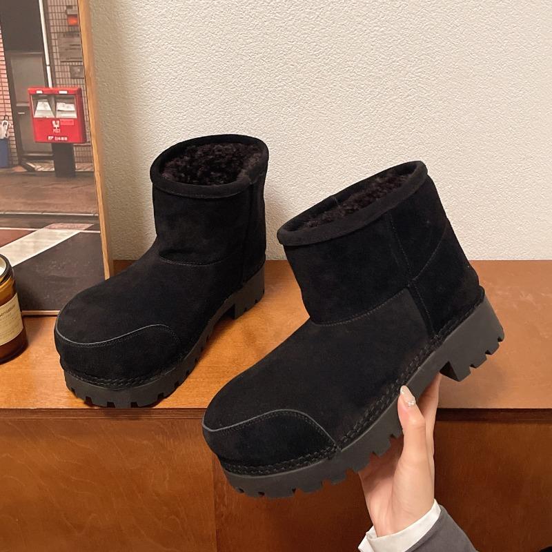 Модные зимние новые хлопковые сапоги на толстом каблуке, женские модные замшевые мягкие подошвы, износостойкие нескользящие короткие сапоги на толстой подошве