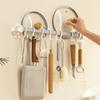 Kitchen Cooking Utensil Hanger Multifunction Punch-Free Wall Mounted Hooks for Spatula Spoon Large Capacity Lid Holder Organizer