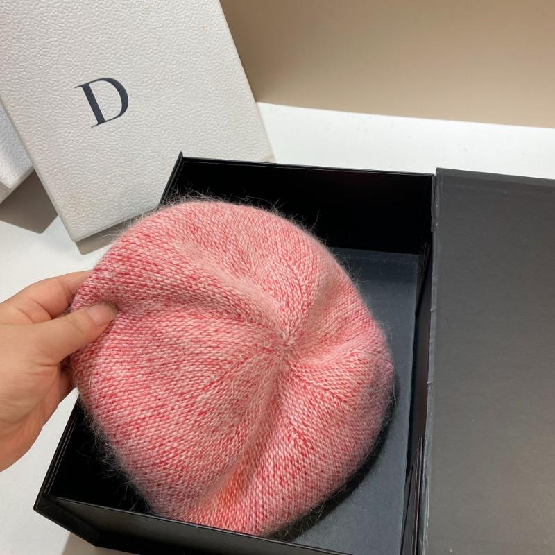 Зимняя шапка из меха ангорского кролика, женская вязаная берет, модная шерстяная берет с буквой М, женская теплая шапочка-бини для девочек-художников