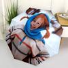 1 PC Automatic Folding Umbrella - Pippi Pattern Portable Foldable Design With 8 Ribs Christmas Birthday Gifts