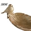 Vanity Accessories Tray Elegant Bird Leaf Shaped Trinket Dish, Resin Jewelry Tray, Vintage Gold Ring Stylish Home Accents Holder for Nightstand