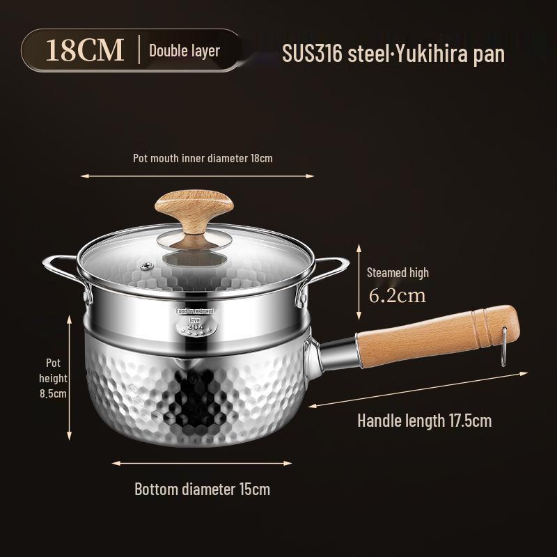 Ковш Юкихира из непокрытой нержавеющей стали – Кастрюля для детского питания и супа рамен