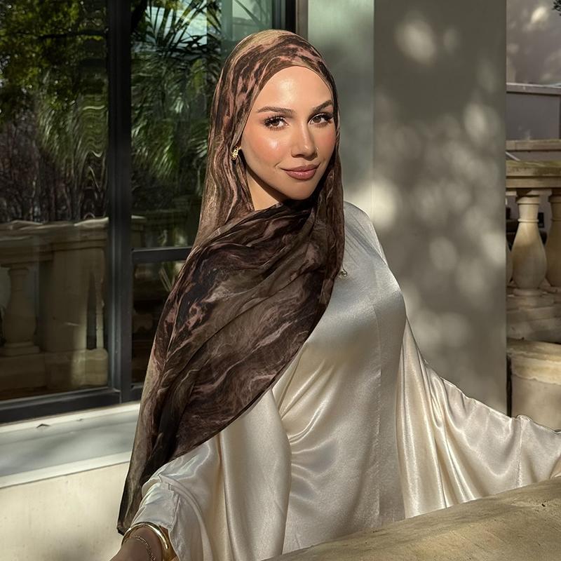 Watercolour Modal Breathable Light Weight Soft Scarf Cotton Floral Printed Rayon Viscose Woven Muslim Women Shawl Hijab Scarves