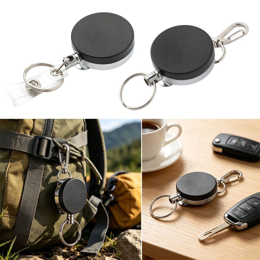 4cm ID Badge Holder Retractable Carabiner Clip Anti-Lost Anti-Lost Key Ring