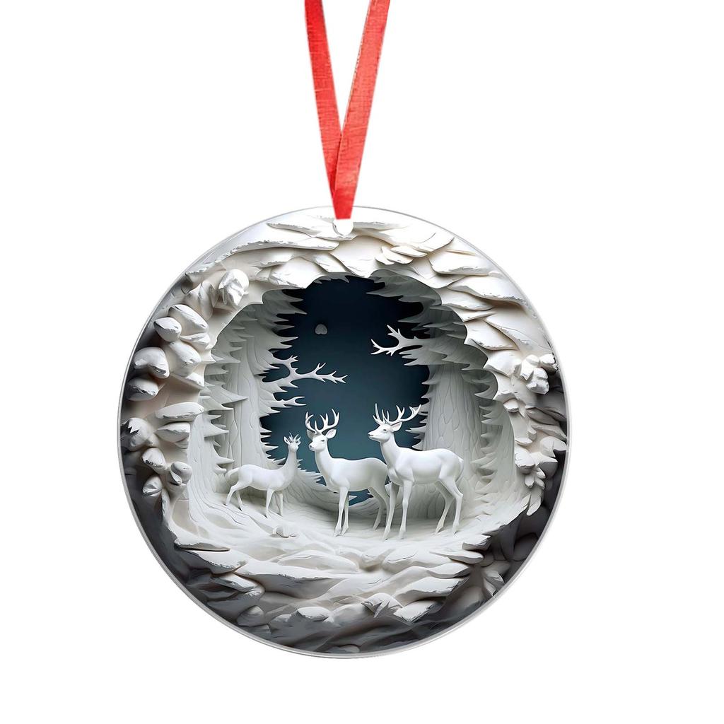 2D Акриловые Плоские Подвески, В форме Оленя, Украшения в виде Красной Птицы, Украшения для Рождественской Елки