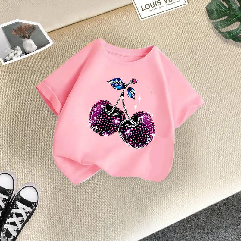 Children's Casual Short-sleeved T-shirt - Summer Girl's Cute Cherry T-shirt