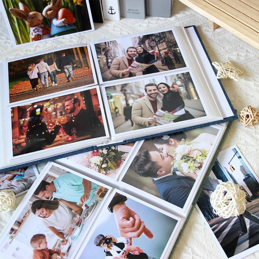 Большой альбом для скрапбукинга на 200 карманов, льняная обложка, хранение фотографий, новый фотоальбом, рост детей