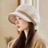 Versatile Plush Warm Octagonal Hat for Women In Autumn and Winter Outdoor Windproof Ear Protection Beret British Retro Baseball Cap