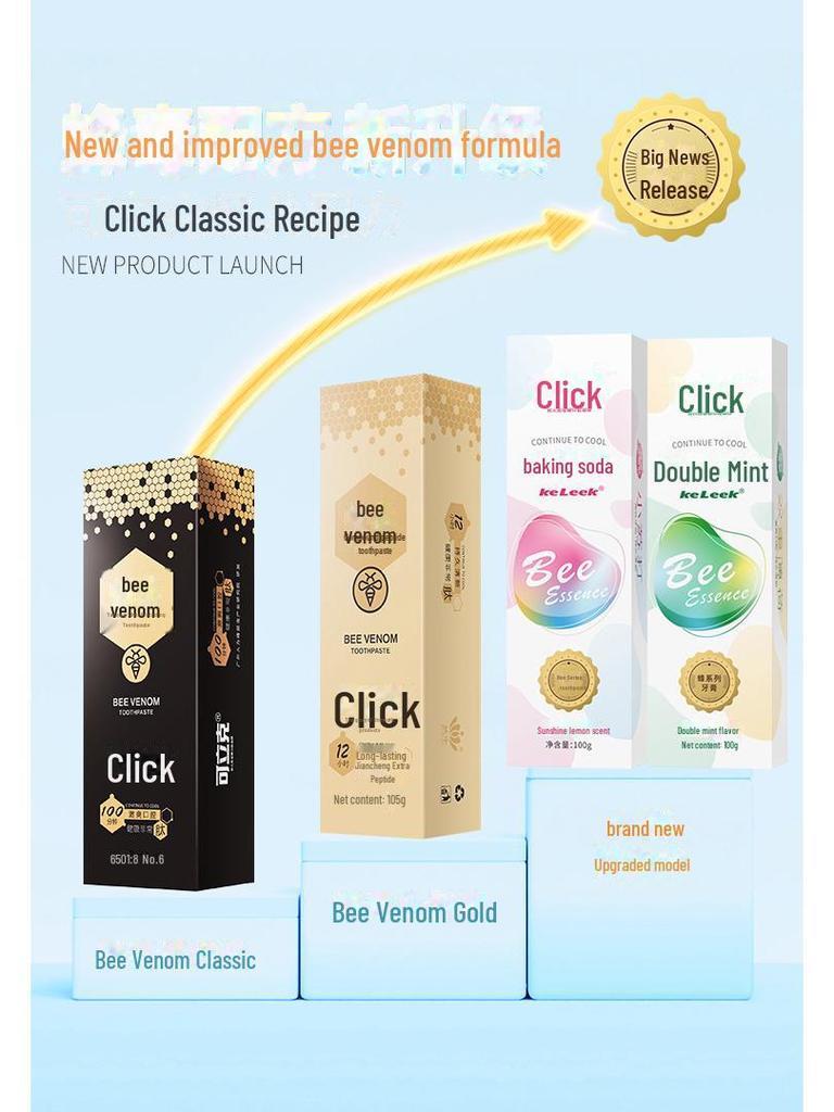Kelike Bee Venom Whitening Toothpaste Pack - Double Mint & Baking Soda (6-Pack)