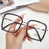 Fashion Anti Blue Light Glasses Large Square Metal Transparent Frame Women Computer Gaming Eye Protection Plain Spectacles